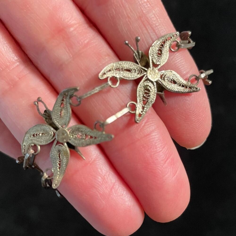Vintage Silver Butterfly Filigree Bracelet - Picture 3 of 5
